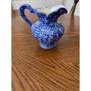 Vintage Blue Ridge Pottery Blue And White Small Pitcher Hand painted